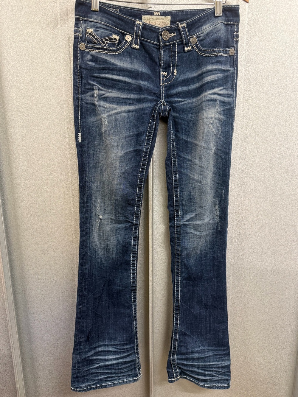 Big Star Sweet Boot Jeans Y2K Low Rise Distressed Flap Pocket 27